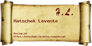Hatschek Levente névjegykártya